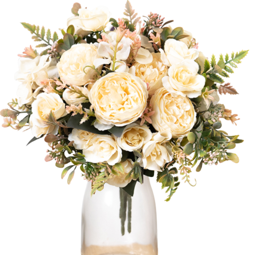 Buque de Rosas Artificiais Realista Para Decoração de Vasos