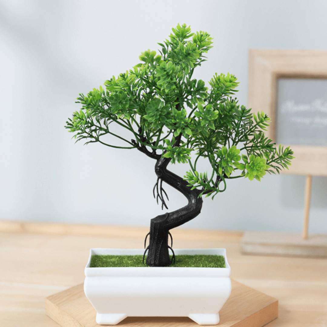 Bonsai Decorativo Artificial Vaso Branco Para Mesa de Centro