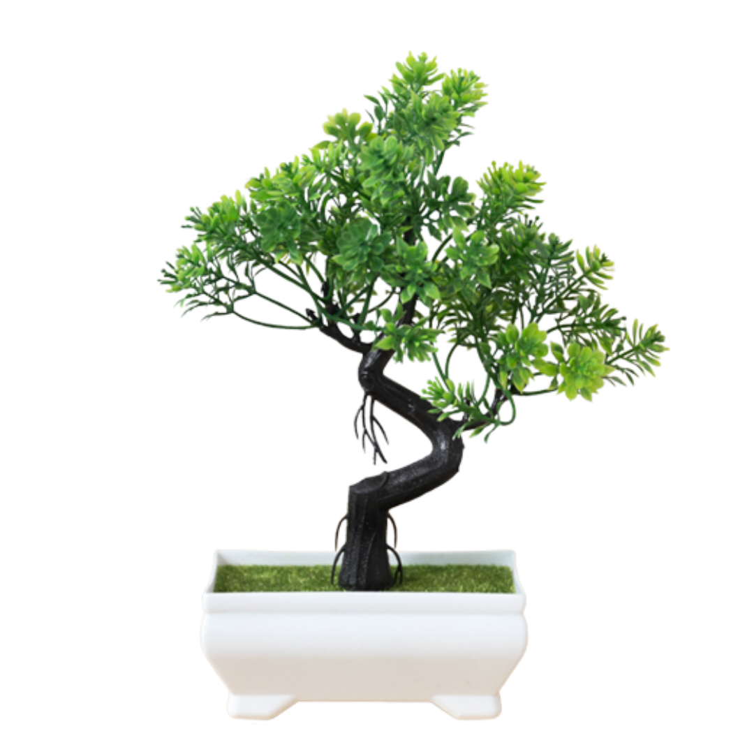 Bonsai Decorativo Artificial Vaso Branco Para Mesa de Centro