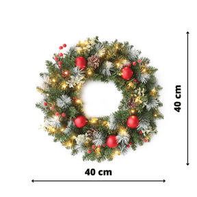 Guirlanda Luz Enfeite de Natal Para Porta Com Pinhas 40 cm