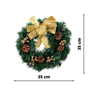 Guirlanda Pinheiro Dourado Enfeite de Natal Para Porta 35 cm