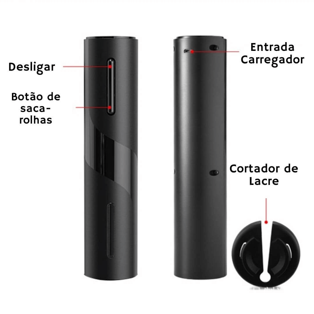 Abridor de Vinho Elétrico ModernPRO Sistema de Carregamento USB