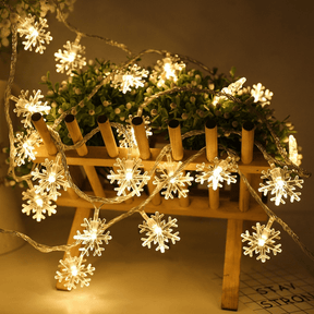 Pisca Pisca de Natal Floco de Neve Luzes de LED Branco Quente