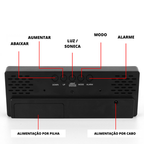 Relógio de Mesa Digital ModernLED Visor Borda Infinita